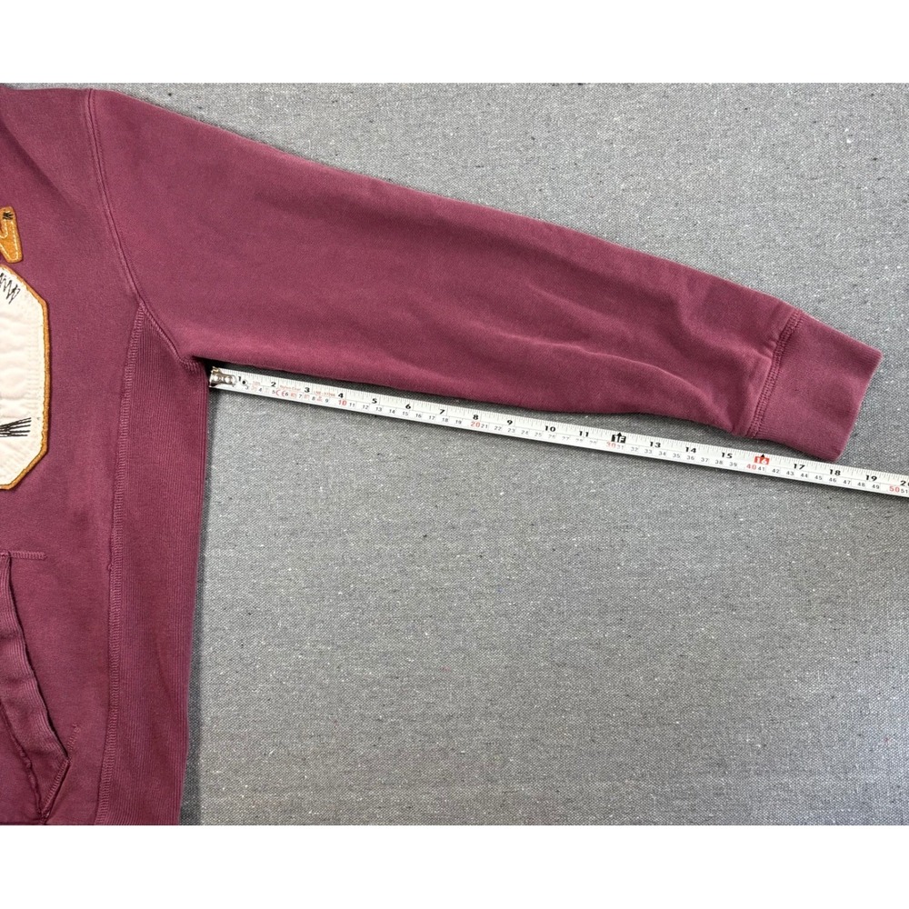 Triton Full Zip Hoodie Mens Adult Medium Burgundy Good Varsity Patch 10 Fleece - Picture 6 of 9